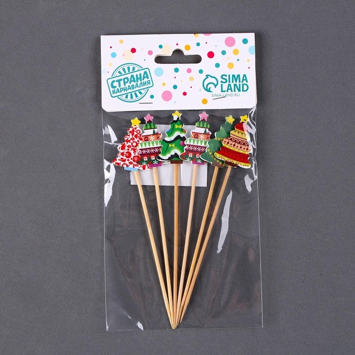 Новый год! Шпажки «Ёлочки», в наборе 6 шт. Новый год! Шпажки «Ёлочки», в наборе 6 шт.