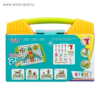 Конструктор винтовая мозайка &laquo;Объемные фигуры&raquo;, 2 в 1, с шуруповертом,129 деталей