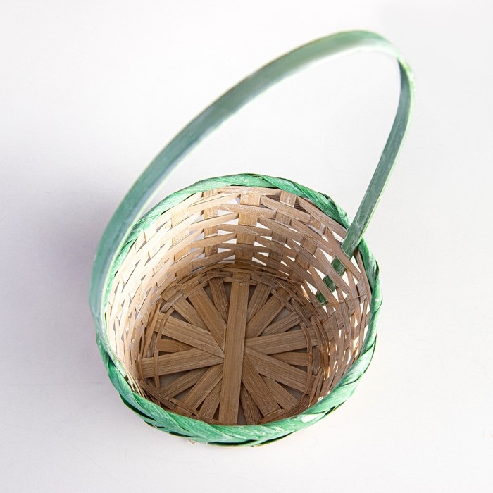 Корзина плетеная (бамбук), 17 х 9 х 30см, белая-зеленая