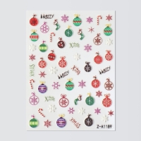 Новый год! Наклейки для ногтей &laquo;Зимние игрушки&raquo;, объёмные, разноцветные
