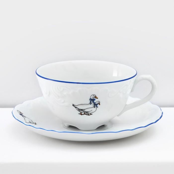 Чайный сервиз на 6 персон &laquo;Рококо. Гуси&raquo;, 15 предметов
