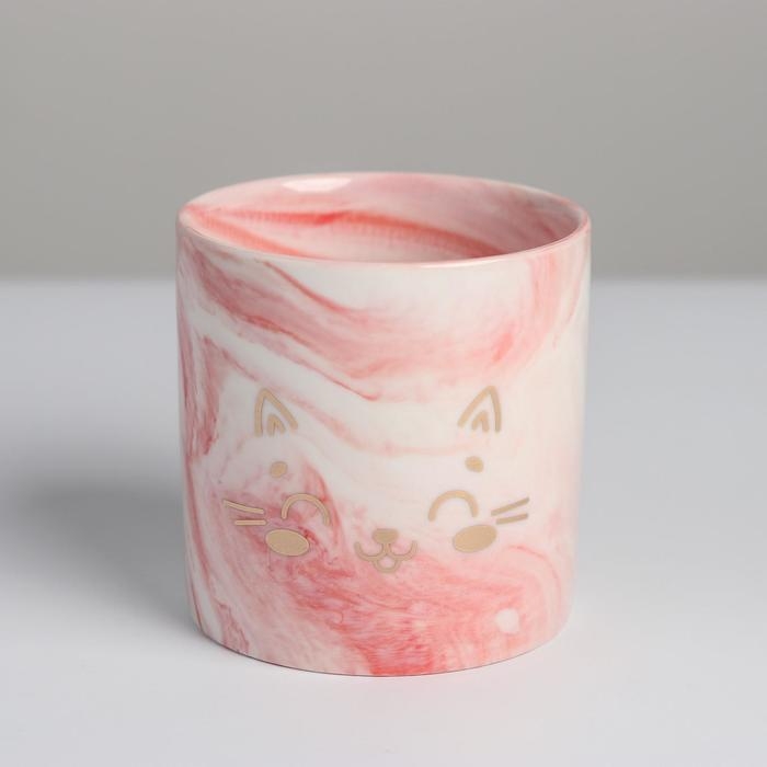 Кашпо для цветов с тиснением, &laquo;Котёнок&raquo;, 10 х 10 см