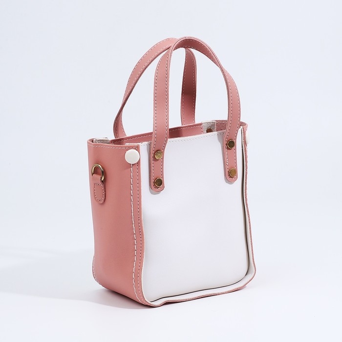 Сумка женская тоут на молнии, цвет белый/розовый Сумка женская тоут на молнии, цвет белый/розовый