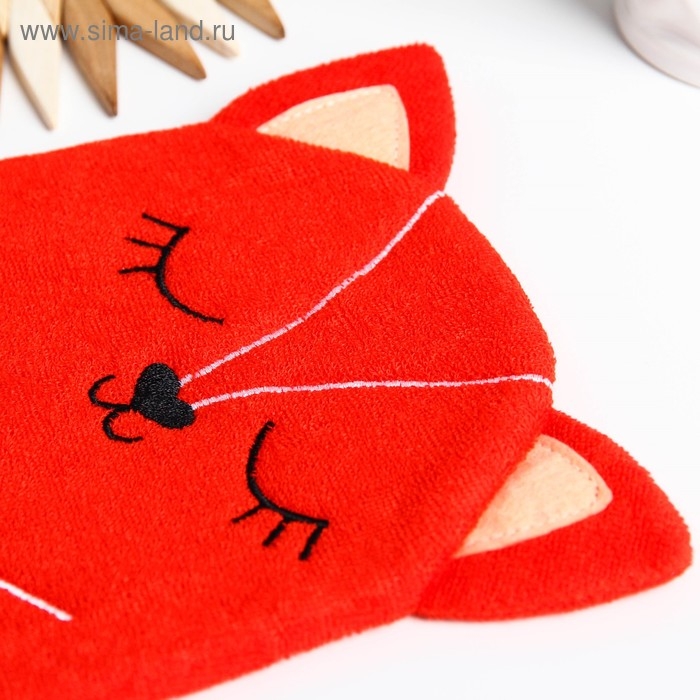 Мочалка детская для купания &laquo;Лисичка&raquo;, варежка, из махры