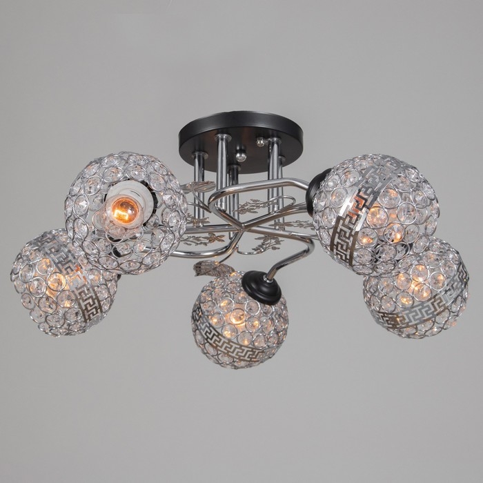 Люстра Люстра "Роксана" 5хЕ27 40Вт черно-хромовый 60х60х27 см BayerLux