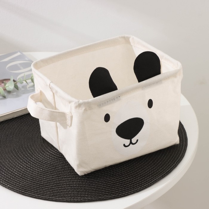 Корзина для хранения с ручками Доляна &laquo;Мишка&raquo;, 20&times;16&times;14 см, цвет бежевый