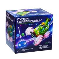 Машина-перевёртыш радиоуправляемая &laquo;Трюк&raquo;, работает от батареек, световые эффекты, цвет синий