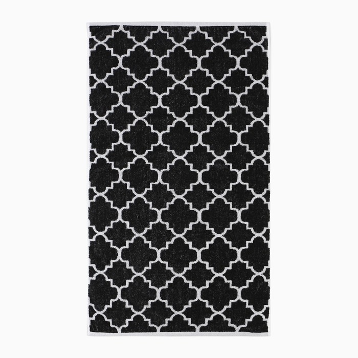 Полотенце махровое Этель "Ornament" белое на чёрном, 50х90 см, 100% хлопок, 420 гр/м2