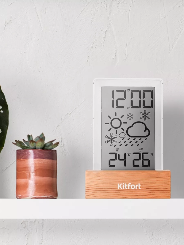 Часы настольные с термометром и гигрометром КТ-3386