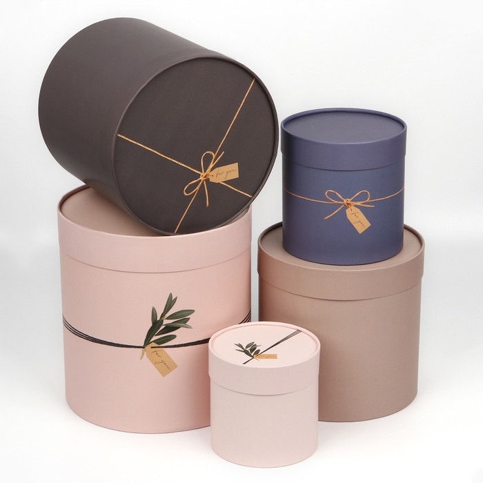 Набор круглых коробок 10 в 1, упаковка подарочная, &laquo;Эко&raquo;, 10 х 10 - 23,5 х 23,5 см