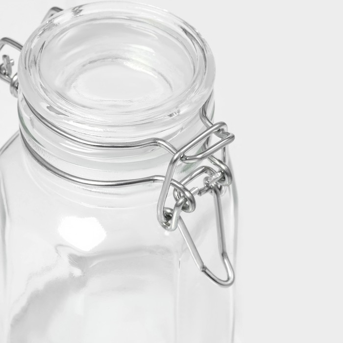 Банка стеклянная для хранения сыпучих продуктов Доляна &laquo;Грани&raquo;, 100 мл, 6&times;7&times;8 см, с бугельным замком 6 граней