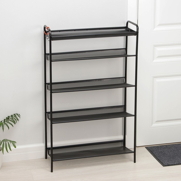 Подставка для обуви &laquo;Женева 25&raquo;, 5 ярусов, 65&times;27&times;106 см, цвет чёрный