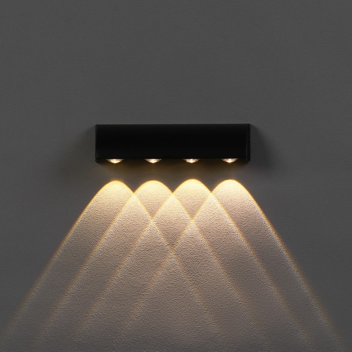 Светильник фасадный &laquo;Каскад&raquo;, FSD-092, 4 Вт, 3000К, 4 луча, IP65, 220 В, металл, черный