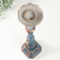 Подсвечник металл на 1 свечу "Моника" состаренный сине-серебристый 11х11х46,5 см Подсвечник металл на 1 свечу "Моника" состаренный сине-серебристый 11х11х46,5 см