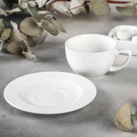 Кофейная пара фарфоровая Wilmax &laquo;Юлия Высоцкая&raquo;, 2 предмета: чашка 150 мл, блюдце d=13 см, цвет белый