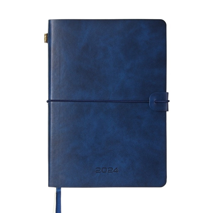 Ежедневник датированный 2024 A5 176 листов, deVENTE.Saltos, мягкая обложка из искусственной кожи, ляссе, кремовый блок 70 г/м2, синий