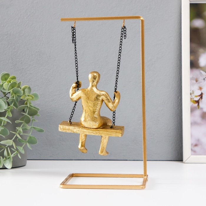 Сувенир полистоун "Мыслитель" золото 26х13х13 см