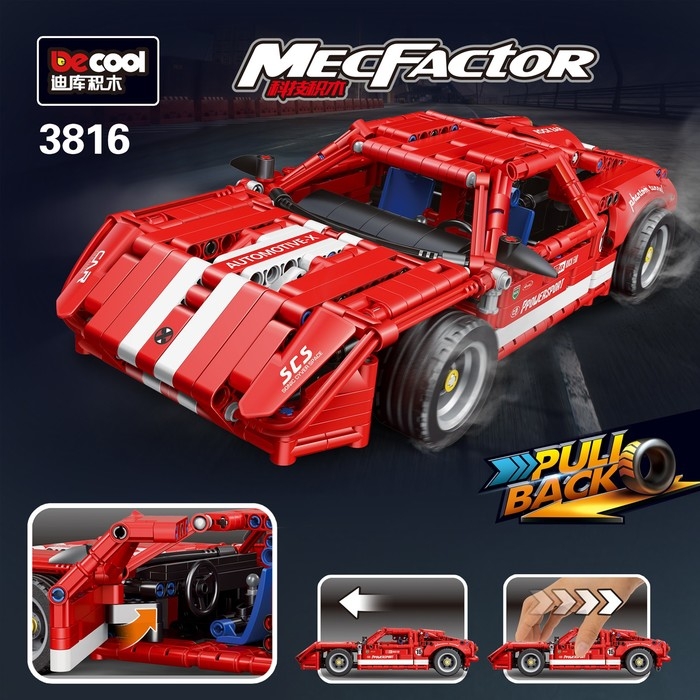 Конструктор Техно «Красная молния», инерционный механизм, 814 деталей Конструктор Техно «Красная молния», инерционный механизм, 814 деталей