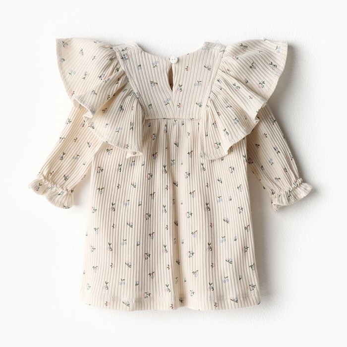 Платье с дл. рукавом Крошка Я Wildflowers, рост 68-74 см, бежевый