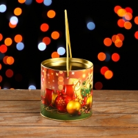 Новый год. Подарочная коробка, тубус &laquo;Новогодние игрушки&raquo; 120 х 120 мм (100 мм внутр. высота).