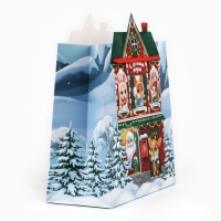 Пакет подарочный новогодний &laquo;Новогодний домик&raquo;, 25 х 27 х 10 см , Новый год