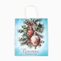 Пакет подарочный новогодний крафтовый «Новогодняя почта», 22 х 12 х 25 см , Новый год Пакет подарочный новогодний крафтовый «Новогодняя почта», 22 х 12 х 25 см , Новый год