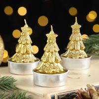 Набор свечи новогодние"Ёлка золотая", 4×6 см, Набор свечи новогодние"Ёлка золотая", 4×6 см,