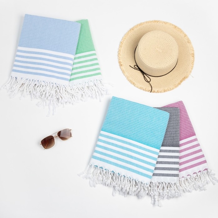 Пештемаль для пляжа, бани, сауны Waffle 100х180 см, розовый Пештемаль для пляжа, бани, сауны Waffle 100х180 см, розовый