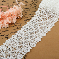 Кружево гипюровое, 80 мм &times; 6,8 &plusmn; 0,5 м, цвет белый