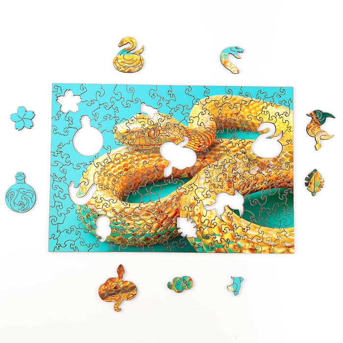 Пазлы фигурные деревянные &laquo;Золотая змея&raquo;, 137 элементов, символ года 2025