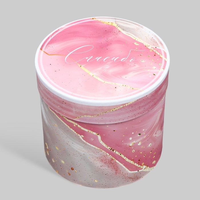 Набор шляпных коробок для цветов 4 в 1, упаковка подарочная, &laquo;Мрамор&raquo;, 20 х 17,5 - 16 х 14 см