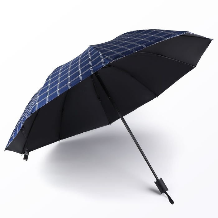 Зонт механический &laquo;Клетка&raquo;, эпонж, 4 сложения, 10 спиц, R = 57/63 см, D = 126 см, цвет МИКС