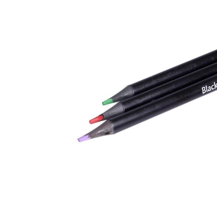 Карандаши 24 цвета BlackWoodColor, пластиковые, трёхгранные, МИКС