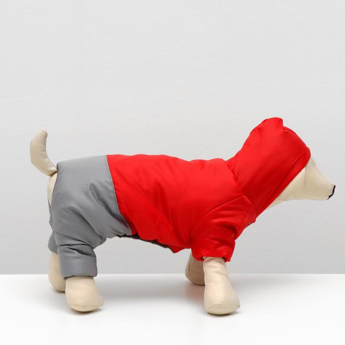 Комбинезон зимний для животных "Дуэт", L (ДС 28-30, ОГ 40-44 см, ОШ 32 см), красно-серый