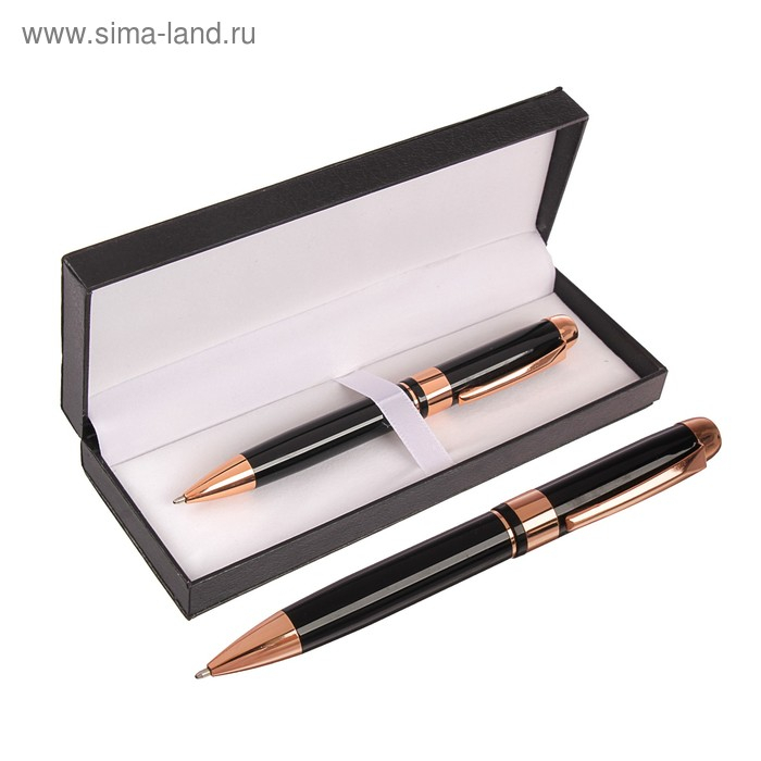 Ручка подарочная, шариковая Ручка подарочная, шариковая "Грант" в кожзам футляре, поворотная, корпус чёрно-золотистый