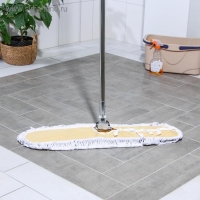 Швабра для мытья пола плоская Доляна, стальная ручка 125 см, широкая х/б насадка 78,5&times;18,5 см