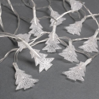 Гирлянда &laquo;Нить&raquo; 3 м с насадками &laquo;Ёлки&raquo;, IP20, прозрачная нить, 20 LED, батарейки AAх3 (нет в комплекте), свечение мульти