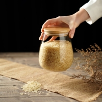 Банка стеклянная для хранения сыпучих продуктов &laquo;Эко&raquo;, 900 мл, 12&times;14,5 см, с бамбуковой крышкой