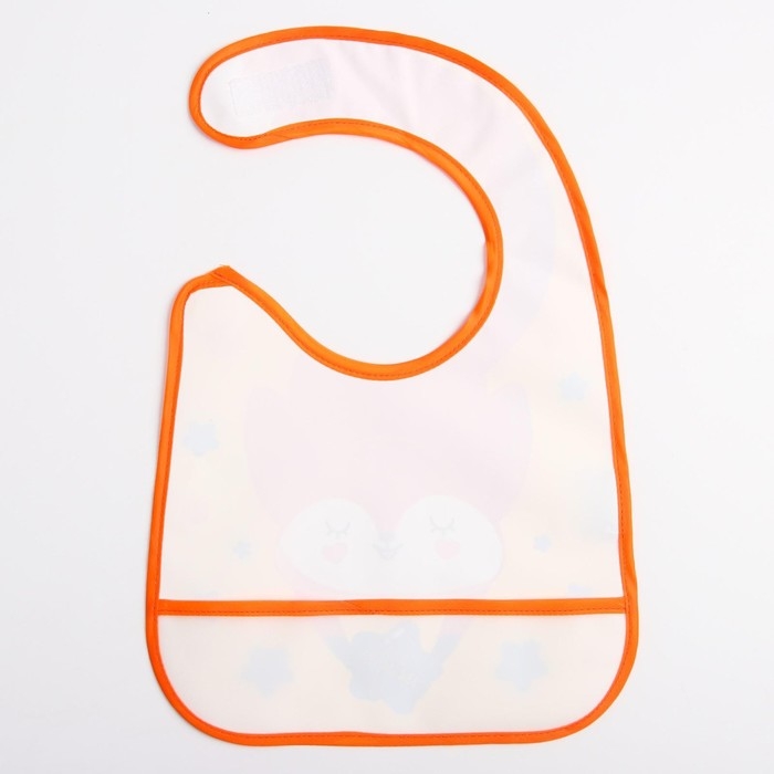 Нагрудник для кормления &laquo;Лисенок&raquo; непромокаемый на липучке, с карманом