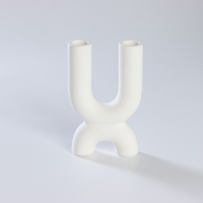 Подсвечник керамический &laquo;Скандинавия&raquo;, 10,5&times;17 см, горлышко d=2,4 см, цвет белый