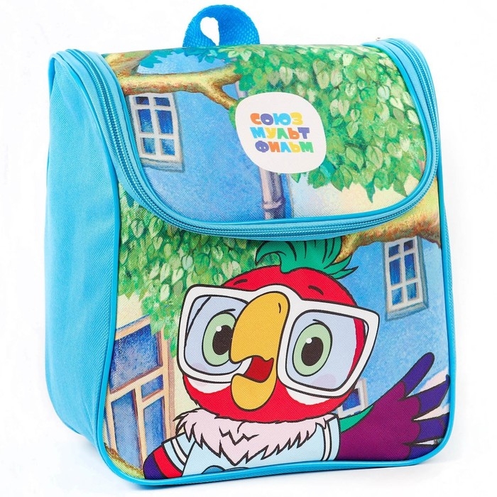 Рюкзак детский на молнии сверху, Текстиль, 20 см х 11 см х 26 см Рюкзак детский на молнии сверху, Текстиль, 20 см х 11 см х 26 см "Попугай Кеша", Союзмультфильм