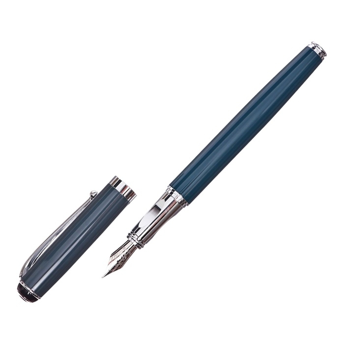 Ручка подарочная перьевая в кожзам футляре Классика корпус зеленый/серебро Ручка подарочная перьевая в кожзам футляре Классика корпус зеленый/серебро