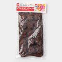 Форма для конфет и шоколада Доляна &laquo;Клумба цветов&raquo;, силикон, 20,5&times;10,5&times;1,5 см, 15 ячеек, цвет коричневый