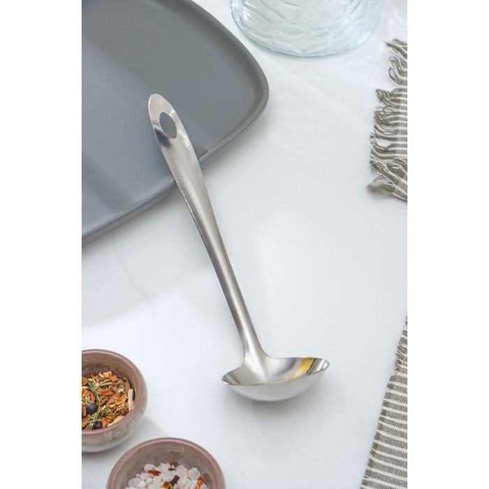 Ложка для соуса из нержавеющей стали Доляна &laquo;Хозяюшка&raquo;, 30 мл, h=25 см, цвет серебряный