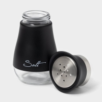 Солонка стеклянная «Сияние», 5,5×5×11 см, цвет чёрный Солонка стеклянная «Сияние», 5,5×5×11 см, цвет чёрный