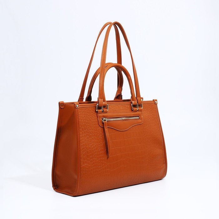 Сумка женская тоут на молнии, цвет рыжий Сумка женская тоут на молнии, цвет рыжий