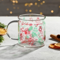 Кружка новогодняя стеклянная &laquo;С Новым годом!&raquo;, 350 мл