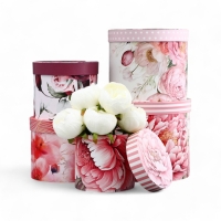 Набор шляпных коробок для цветов 5 в 1, упаковка подарочная, &laquo;Бутон&raquo;, 16 х 14 см - 22 х 19,5 см