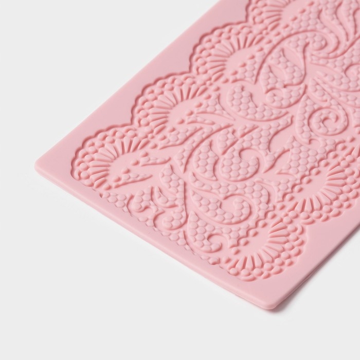 Коврик для айсинга Доляна &laquo;Ажур&raquo;, силикон, 40&times;10 см, цвет розовый