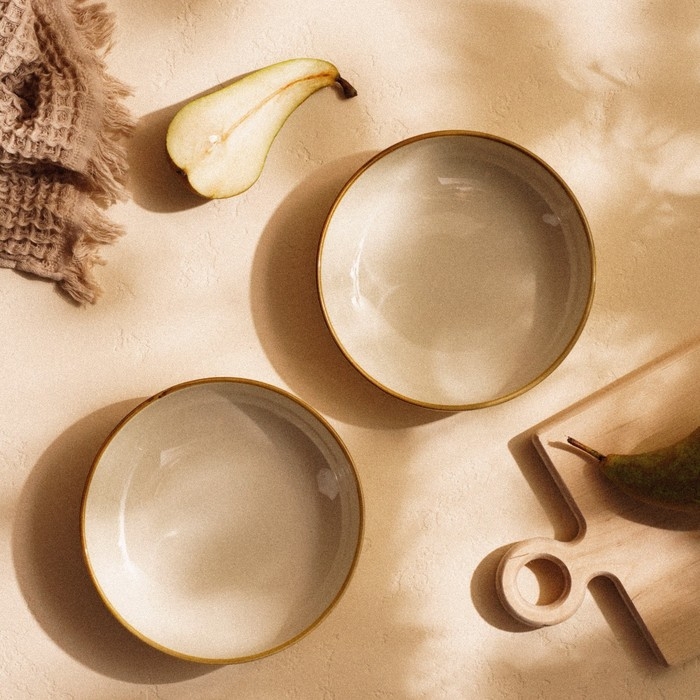 Набор тарелок глубоких фарфоровых SL Home &laquo;Леггеро&raquo;, 18,5&times;5 см, цвет бежевый